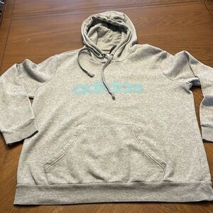 Adidas heather gray drawstring pullover hoodie sweatshirt w/ kangaroo pocket XL